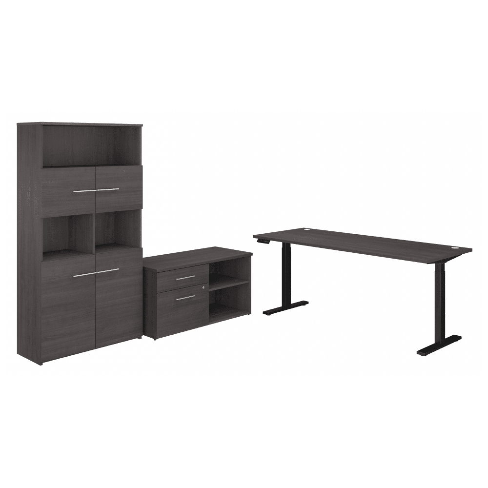 Bush Furniture 72"x 30"Height Adjustable Standing Desk with Storage & Bookcase - 3 Piece Office Bundle (OF5006X) - SchoolOutlet