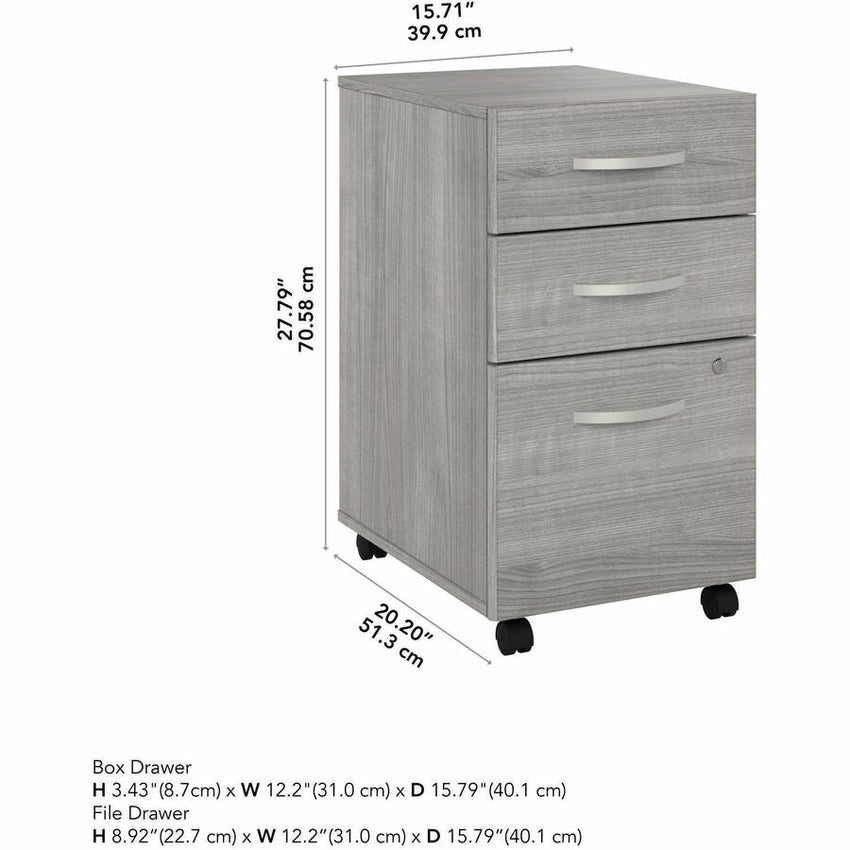 Bush Furniture 3 Drawer Mobile File Cabinet - Compact Office Storage Solution (SCF216X) - SchoolOutlet