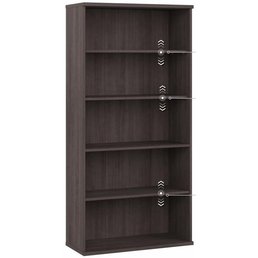 Bush Furniture 72.8"Tall 5 - Shelf Bookcase with Doors (STA010X) - SchoolOutlet