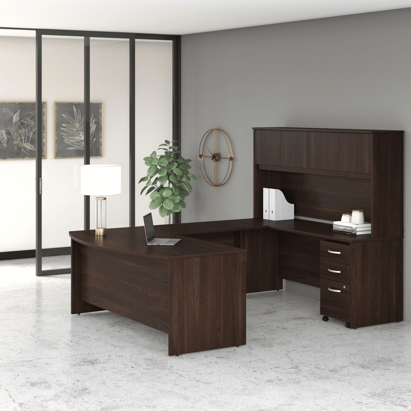 Bush Furniture Studio C 72"W x 36"D U Shaped Desk with Hutch and Mobile File Cabinet (STC003X) - SchoolOutlet