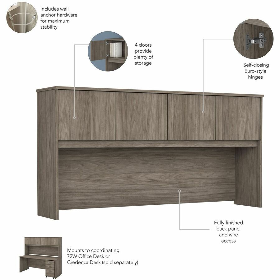 Bush Furniture Studio C 72"W x 36"D U Shaped Desk with Hutch and Mobile File Cabinet (STC003X) - SchoolOutlet