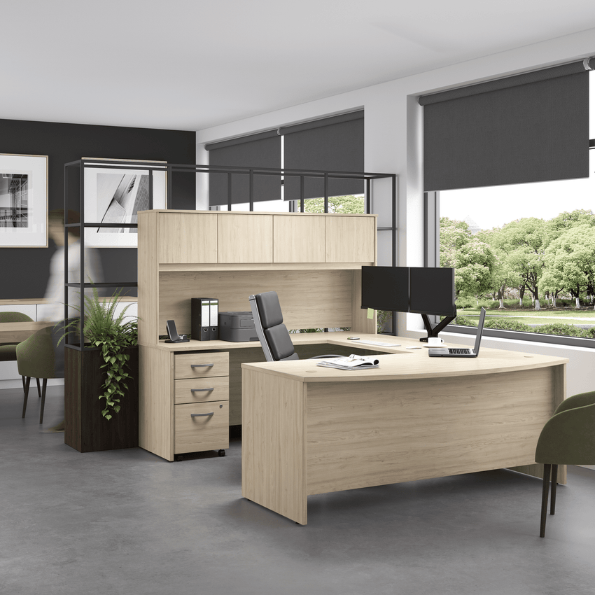 Bush Furniture Studio C 72"W x 36"D U Shaped Desk with Hutch and Mobile File Cabinet (STC003X) - SchoolOutlet