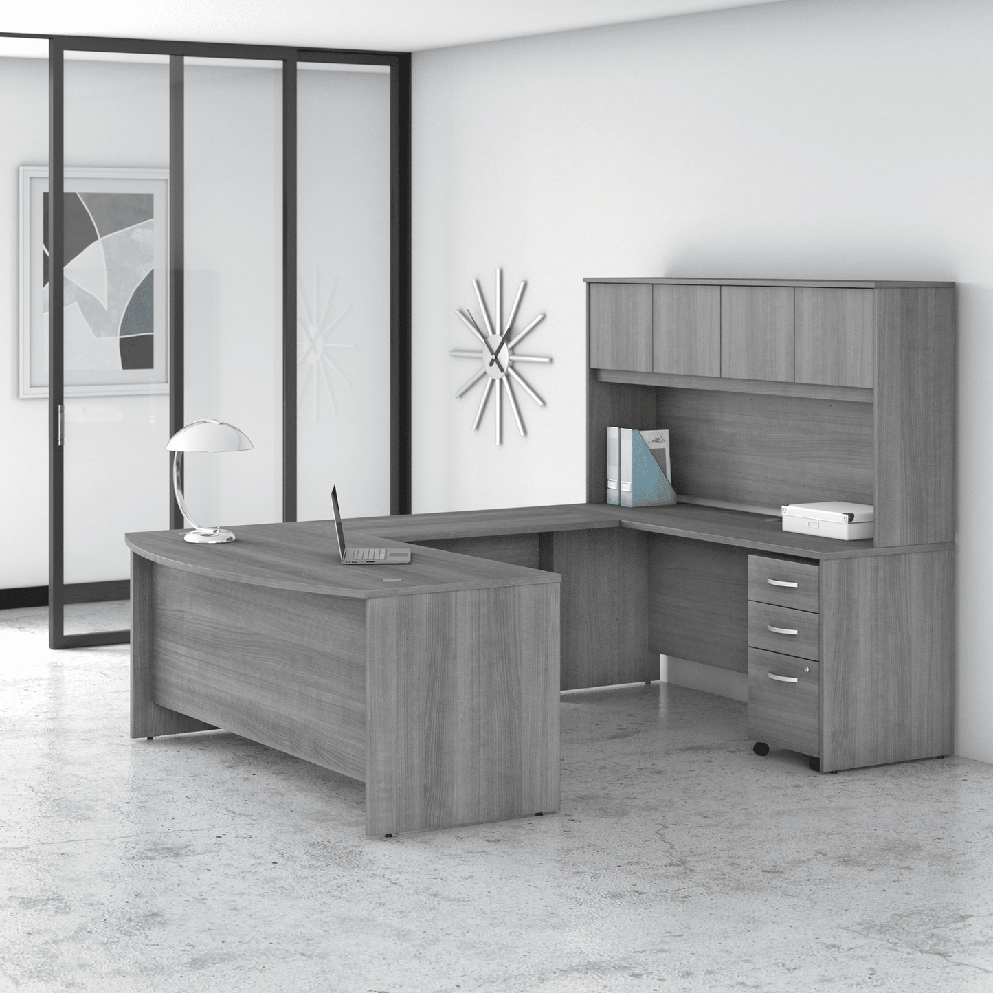 Bush Furniture Studio C 72"W x 36"D U Shaped Desk with Hutch and Mobile File Cabinet (STC003X) - SchoolOutlet