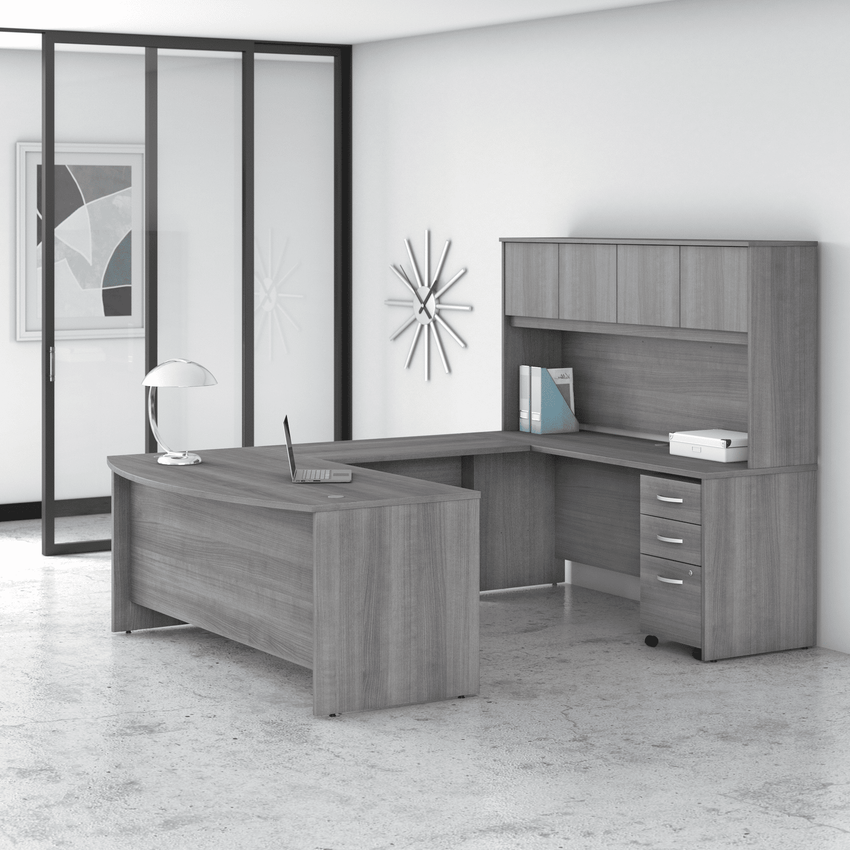 Bush Furniture Studio C 72"W x 36"D U Shaped Desk with Hutch and Mobile File Cabinet (STC003X) - SchoolOutlet