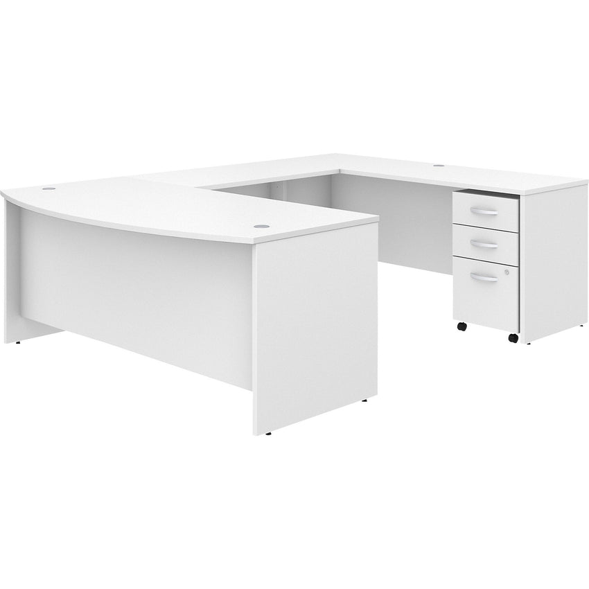Bush Furniture Studio C Front U Station with 3 - Drawer Mobile Pedestal (STC004X) - SchoolOutlet