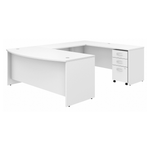 Bush Furniture Studio C Front U Station with 3 - Drawer Mobile Pedestal (STC004X) - SchoolOutlet