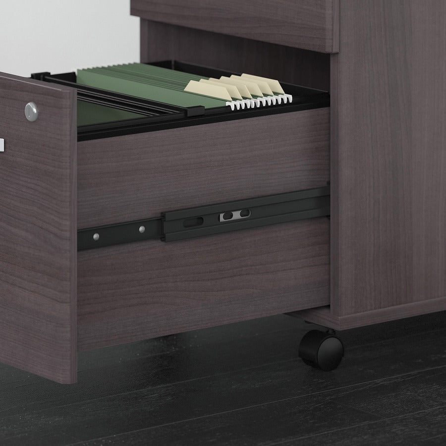 Bush Furniture Studio C 72"W x 36"D Bow Front Desk and Credenza with Mobile File Cabinets (STC009X) - SchoolOutlet