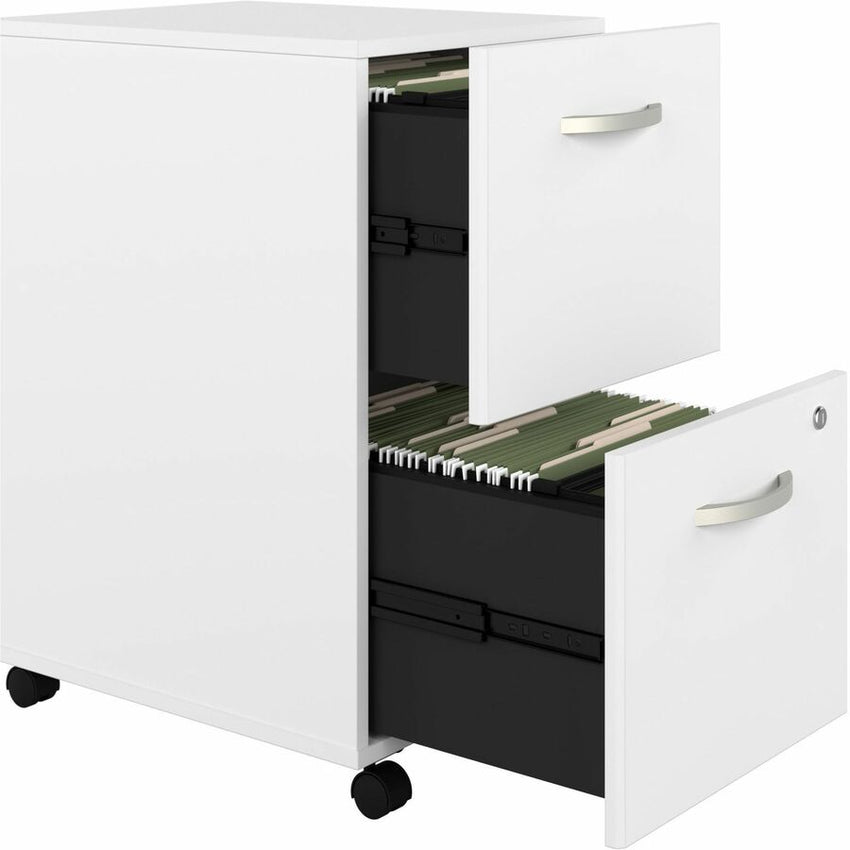Bush Furniture Studio C 72"W x 36"D Bow Front Desk and Credenza with Mobile File Cabinets (STC009X) - SchoolOutlet