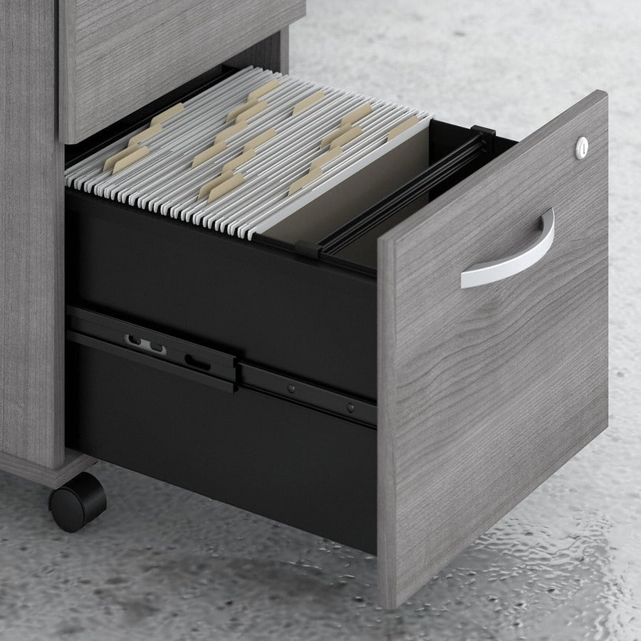 Bush Furniture Studio C 72"W x 36"D Bow Front Desk and Credenza with Mobile File Cabinets (STC009X) - SchoolOutlet