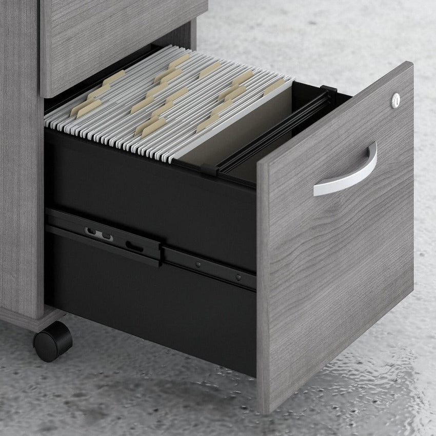Bush Furniture Studio C 72"W x 36"D Bow Front Desk and Credenza with Mobile File Cabinets (STC009X) - SchoolOutlet