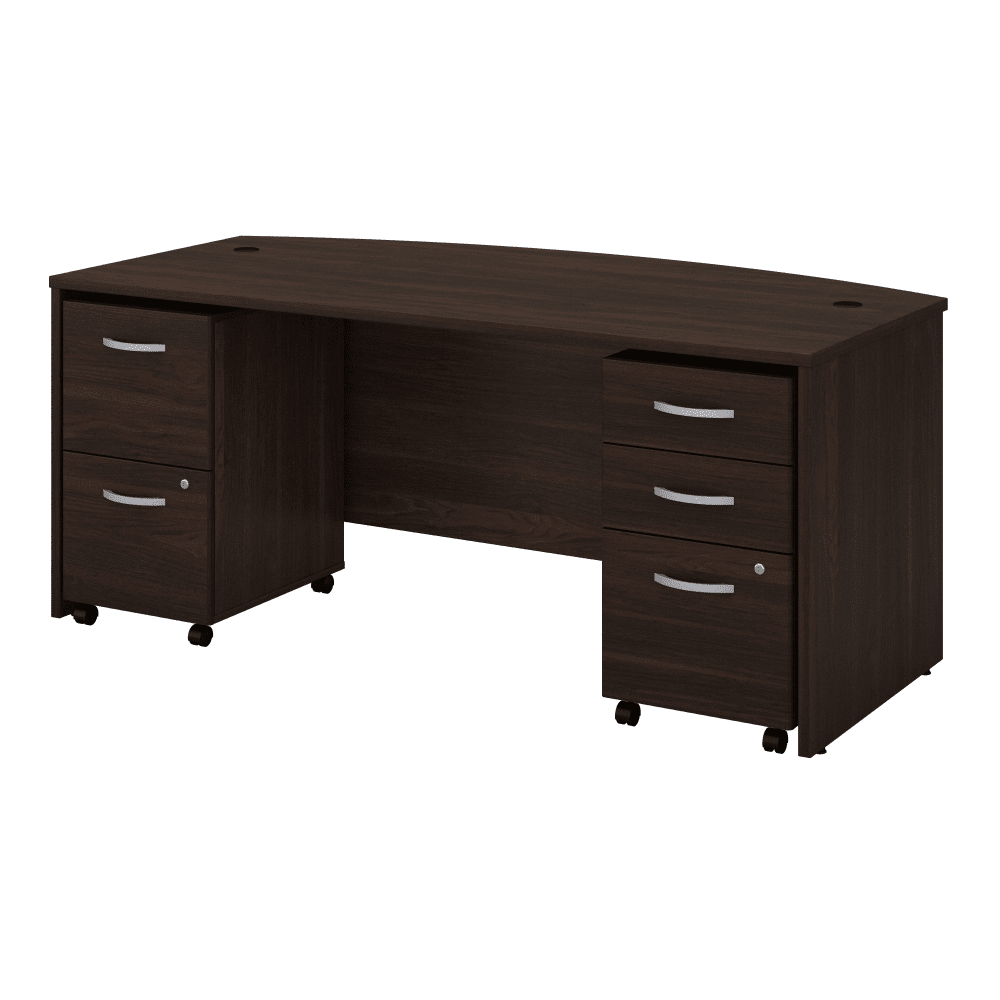 Bush Furniture Studio C 72"W x 36"D Bow Front Desk with Mobile File Cabinets (STC012X) - SchoolOutlet