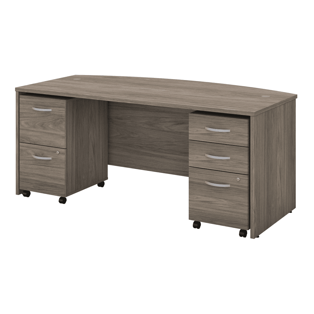 Bush Furniture Studio C 72"W x 36"D Bow Front Desk with Mobile File Cabinets (STC012X) - SchoolOutlet