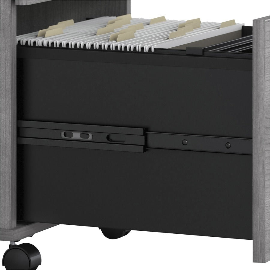 Bush Furniture Studio C 72"W x 36"D Bow Front Desk with Mobile File Cabinets (STC012X) - SchoolOutlet