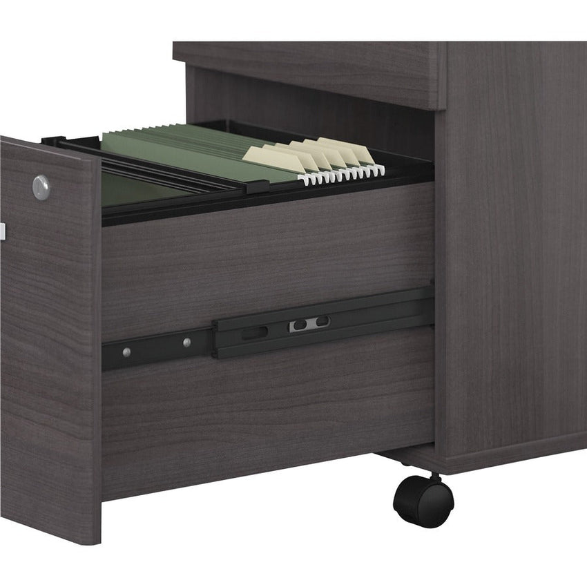 Bush Furniture Studio C 72"W x 36"D Bow Front Desk with Mobile File Cabinets (STC012X) - SchoolOutlet
