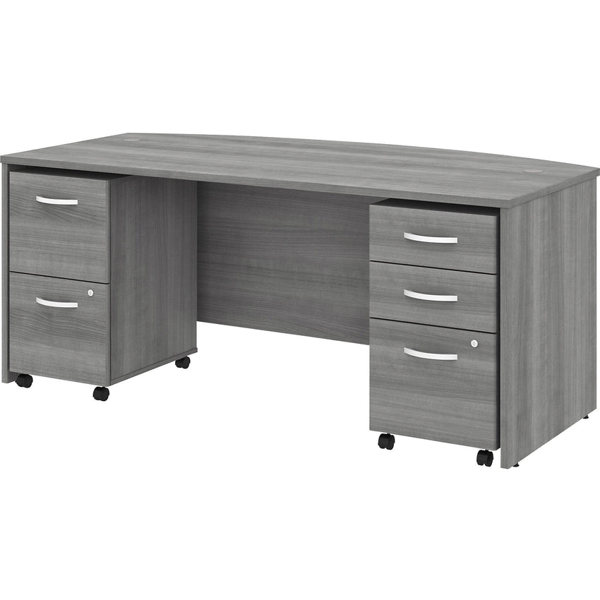 Bush Furniture Studio C 72"W x 36"D Bow Front Desk with Mobile File Cabinets (STC012X) - SchoolOutlet
