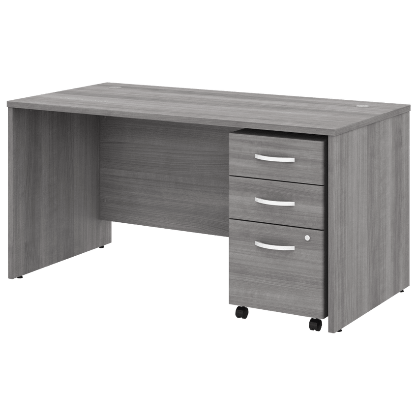 Bush Furniture Studio C 60"W x 30"D Office Desk with Mobile File Cabinet (STC014X) - SchoolOutlet