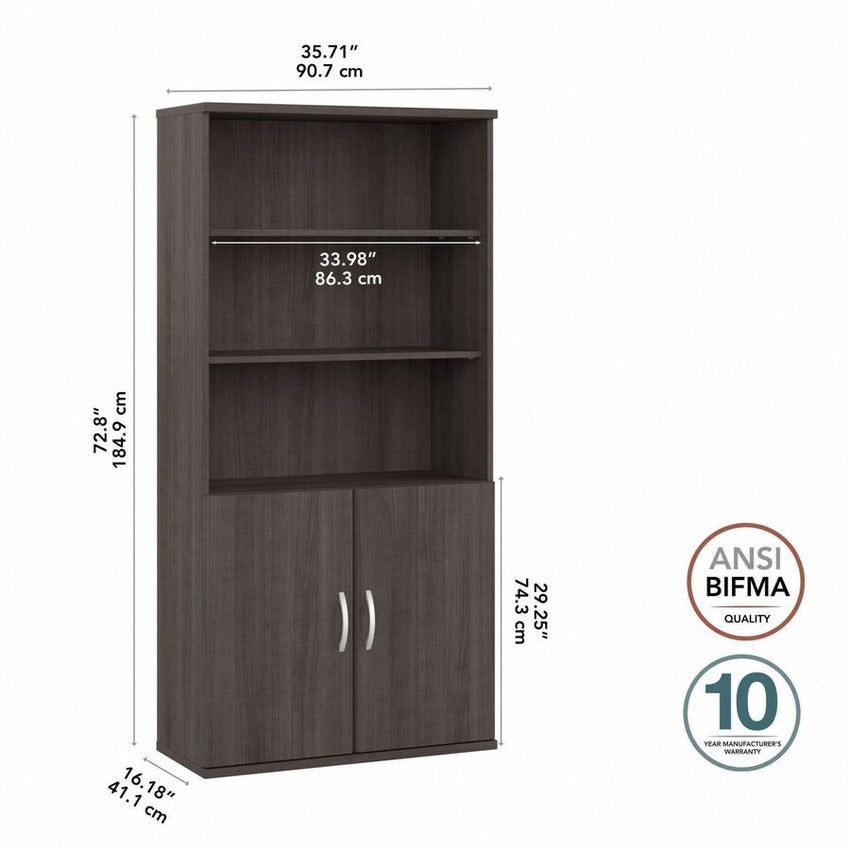 Bush Furniture Studio C 5 - Shelf Bookcase with Doors (STC015X) - SchoolOutlet