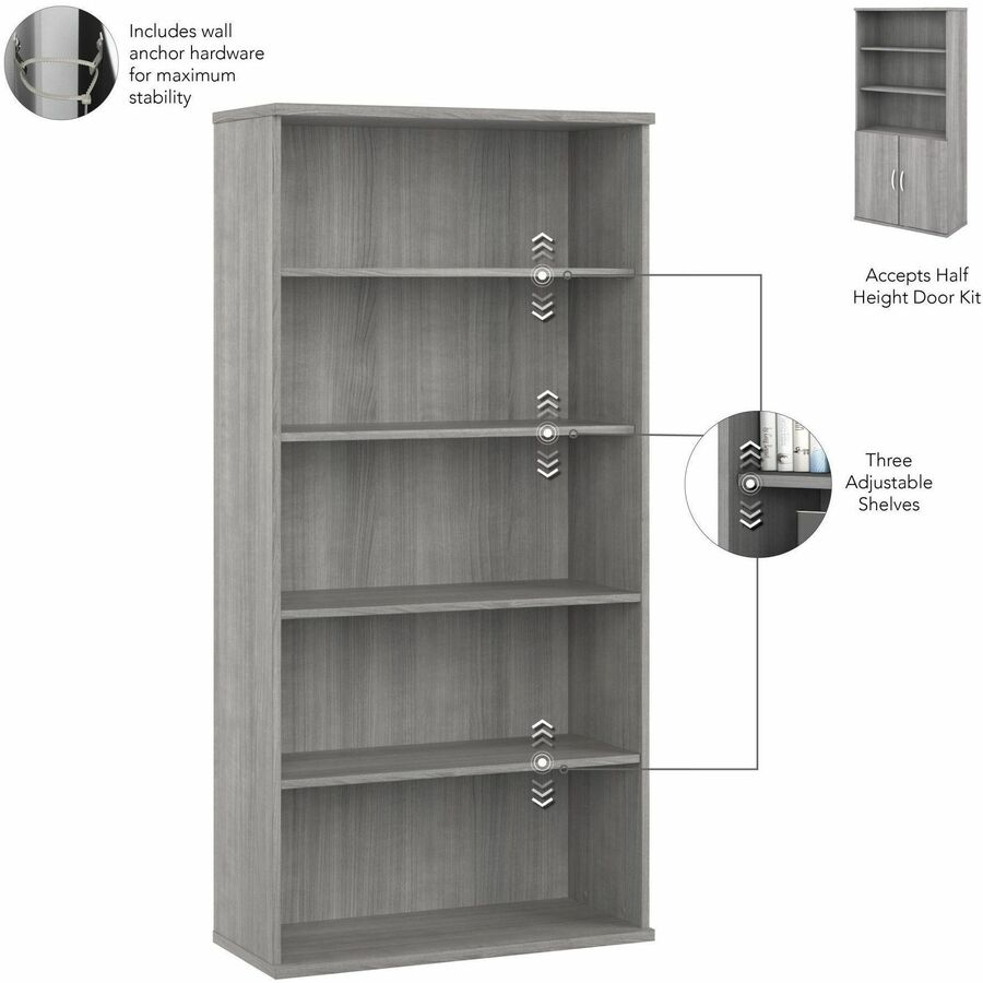 Bush Furniture Studio C 5 - Shelf Bookcase with Doors (STC015X) - SchoolOutlet
