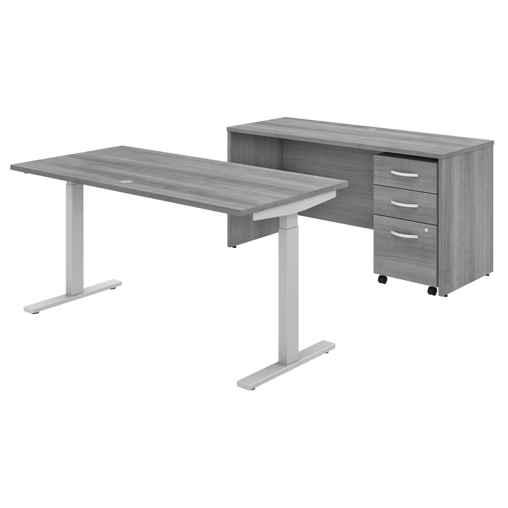 Bush Furniture Studio C Height Adjustable Standing Desk, Credenza & Storage (STC017X) - SchoolOutlet