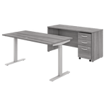 Bush Furniture Studio C Height Adjustable Standing Desk, Credenza & Storage (STC017X) - SchoolOutlet