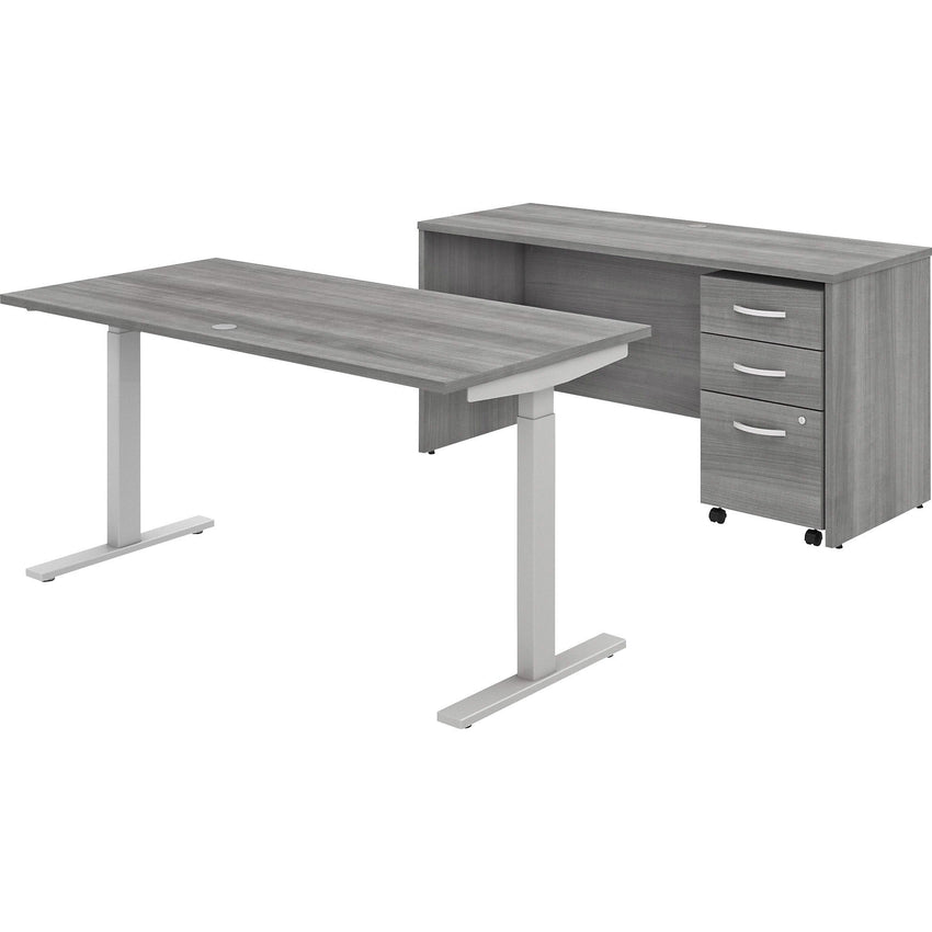Bush Furniture Studio C Height Adjustable Standing Desk, Credenza & Storage (STC017X) - SchoolOutlet