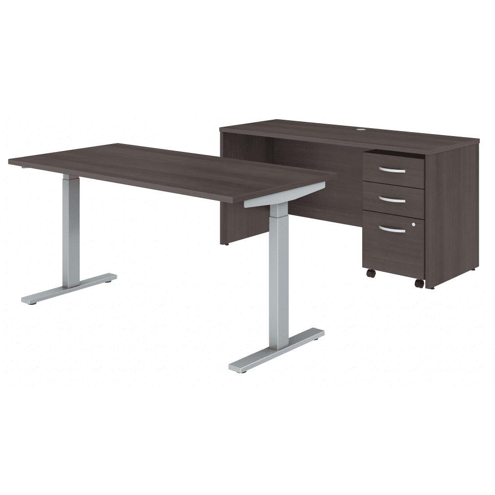 Bush Furniture Studio C Height Adjustable Standing Desk, Credenza & Storage (STC017X) - SchoolOutlet