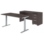 Bush Furniture Studio C Height Adjustable Standing Desk, Credenza & Storage (STC017X) - SchoolOutlet