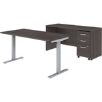 Bush Furniture Studio C Height Adjustable Standing Desk, Credenza & Storage (STC017X) - SchoolOutlet