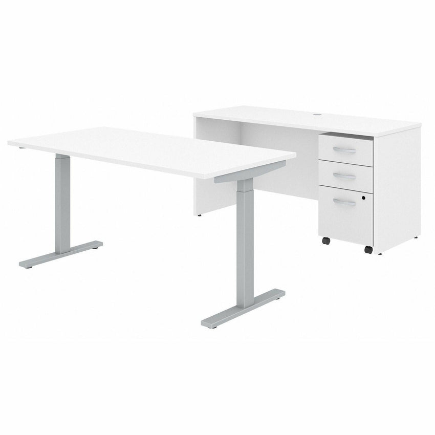 Bush Furniture Studio C Height Adjustable Standing Desk, Credenza & Storage (STC017X) - SchoolOutlet