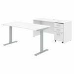 Bush Furniture Studio C Height Adjustable Standing Desk, Credenza & Storage (STC017X) - SchoolOutlet