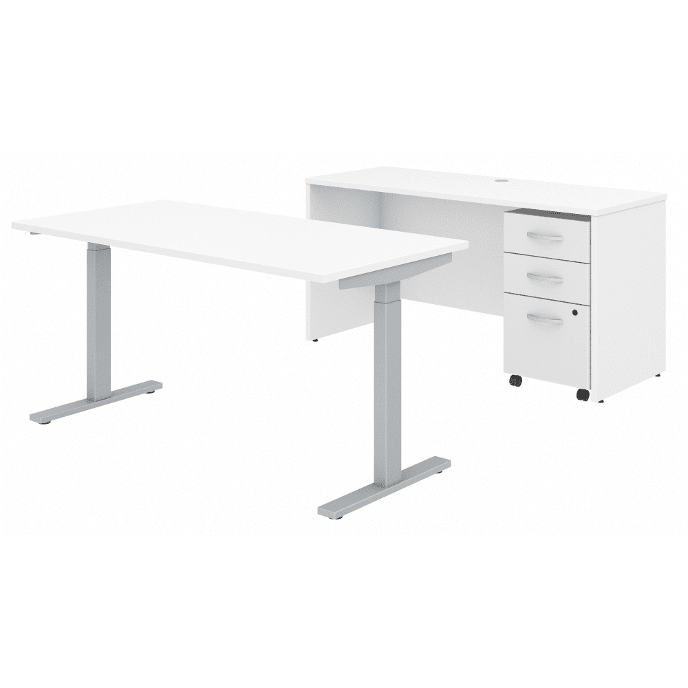 Bush Furniture Studio C Height Adjustable Standing Desk, Credenza & Storage (STC017X) - SchoolOutlet