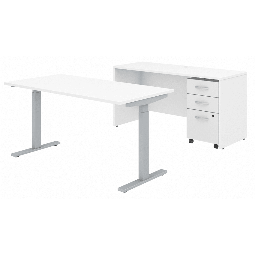 Bush Furniture Studio C Height Adjustable Standing Desk, Credenza & Storage (STC017X) - SchoolOutlet