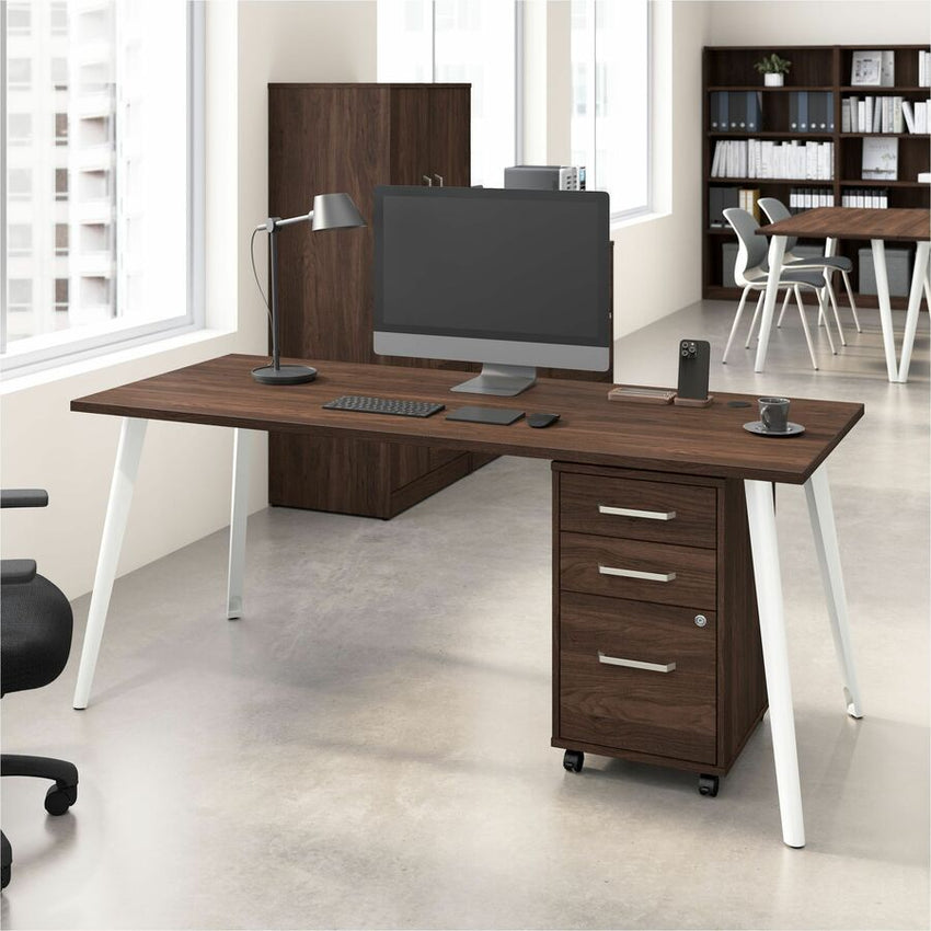Bush Furniture Vista 72"W Desk with Splayed Metal Legs and 3 - Drawer Mobile File Cabinet (VST001X) - SchoolOutlet