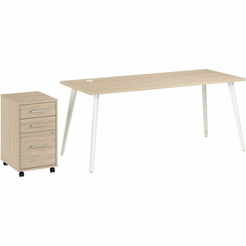 Bush Furniture Vista 72"W Desk with Splayed Metal Legs and 3 - Drawer Mobile File Cabinet (VST001X) - SchoolOutlet