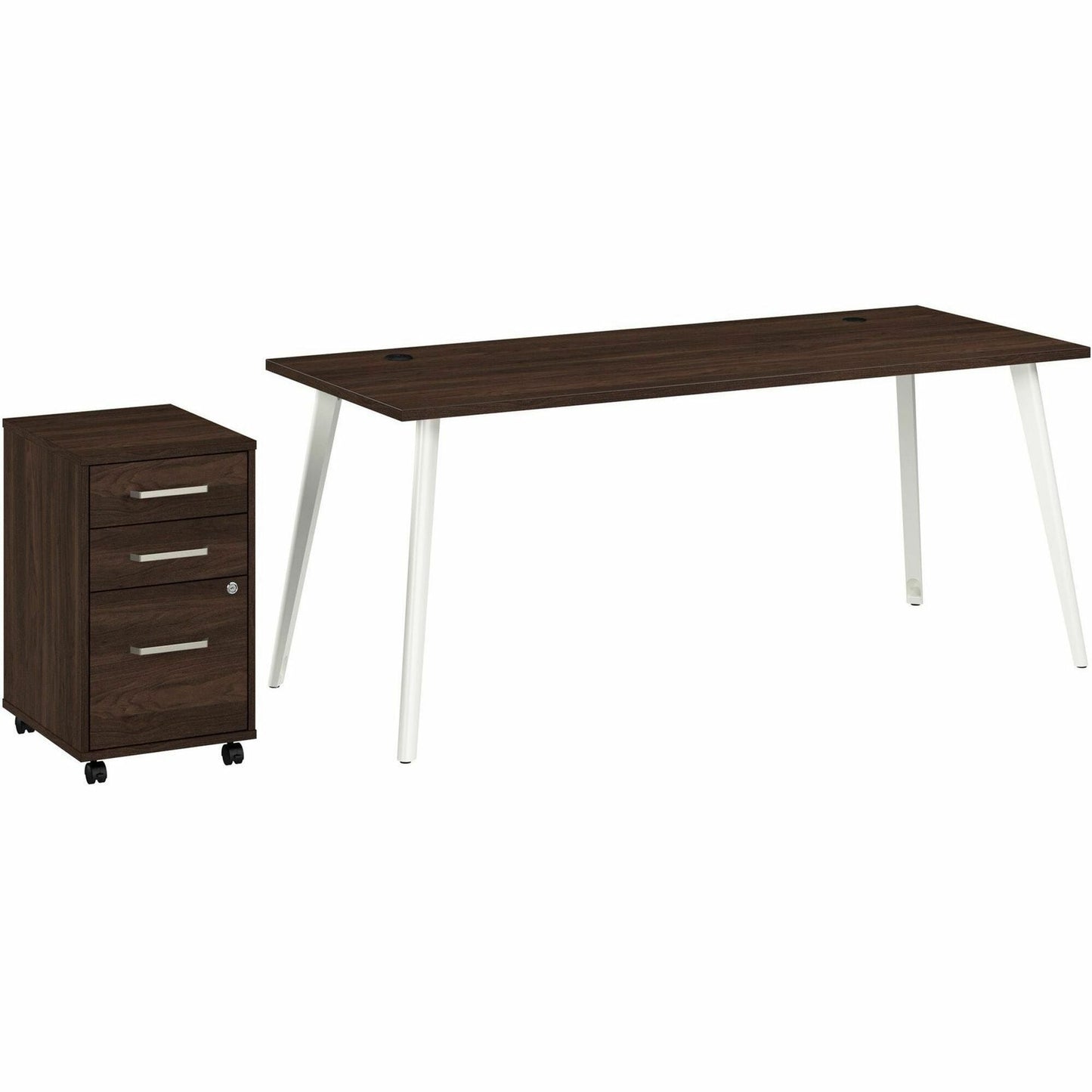 Bush Furniture Vista 72"W Desk with Splayed Metal Legs and 3 - Drawer Mobile File Cabinet (VST001X) - SchoolOutlet