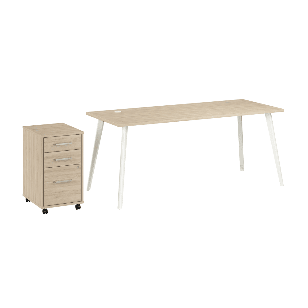 Bush Furniture Vista 72"W Desk with Splayed Metal Legs and 3 - Drawer Mobile File Cabinet (VST001X) - SchoolOutlet