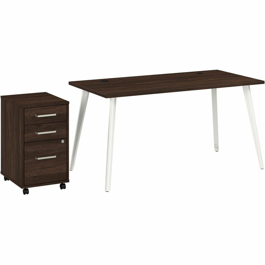 Bush Furniture Vista 60"W Desk with Splayed Metal Legs and 3 - Drawer Mobile File Cabinet (VST002X) - SchoolOutlet