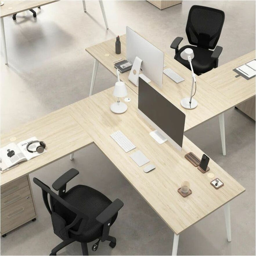 Bush Furniture Vista 60"W x 30"D L - Shaped Desk with Splayed Metal Legs (VST004X) - SchoolOutlet