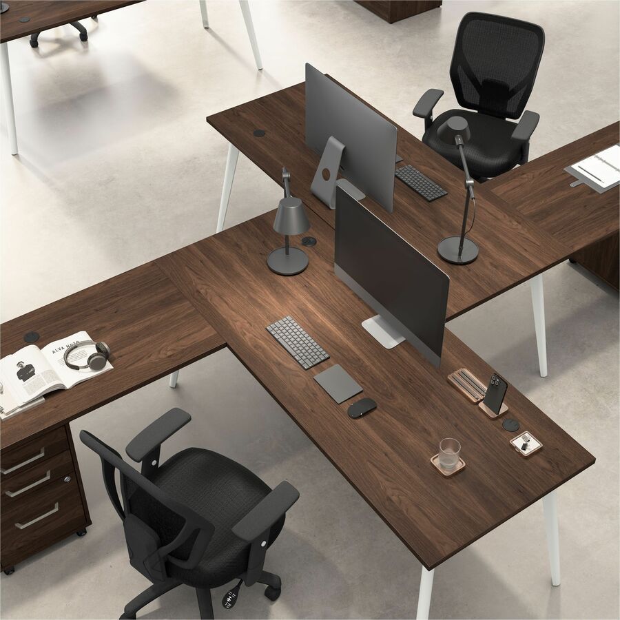 Bush Furniture Vista 60"W x 30"D L - Shaped Desk with Splayed Metal Legs (VST004X) - SchoolOutlet