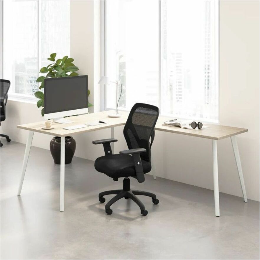 Bush Furniture Vista 60"W x 30"D L - Shaped Desk with Splayed Metal Legs (VST004X) - SchoolOutlet