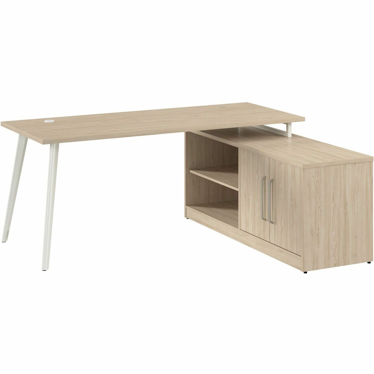 Bush Furniture Vista 72"W L - Shaped Desk with Splayed Metal Legs and Low Storage Cabinet (VST005X) - SchoolOutlet