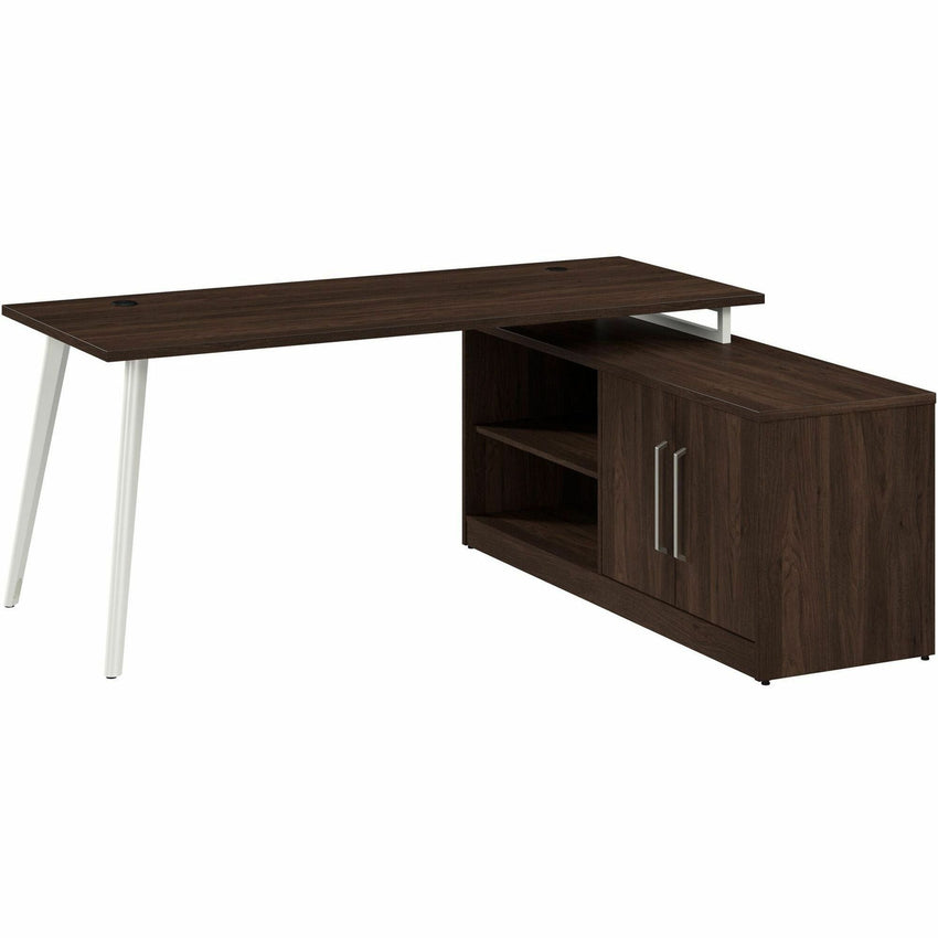 Bush Furniture Vista 72"W L - Shaped Desk with Splayed Metal Legs and Low Storage Cabinet (VST005X) - SchoolOutlet