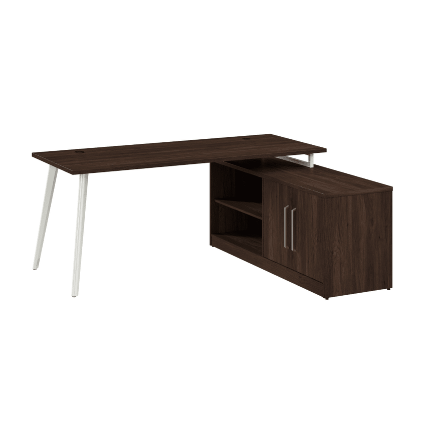 Bush Furniture Vista 72"W L - Shaped Desk with Splayed Metal Legs and Low Storage Cabinet (VST005X) - SchoolOutlet