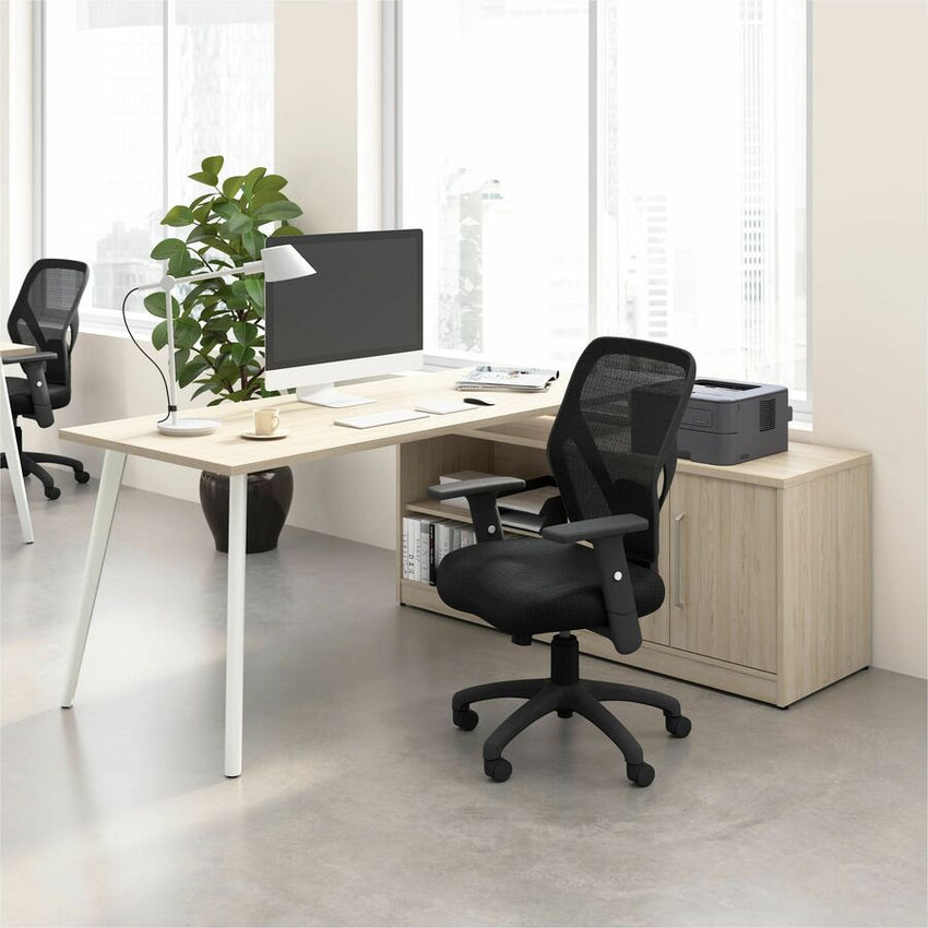 Bush Furniture Vista 72"W L - Shaped Desk with Splayed Metal Legs and Low Storage Cabinet (VST005X) - SchoolOutlet