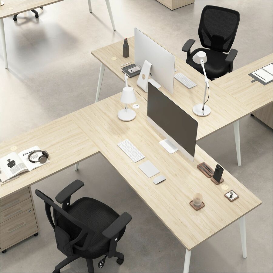 Bush Furniture Vista 72"W L - Shaped Desk with Splayed Metal Legs and Low Storage Cabinet (VST005X) - SchoolOutlet