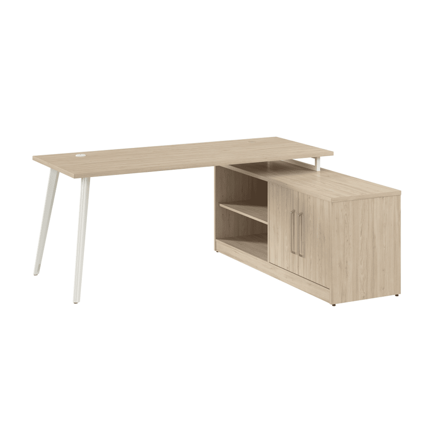 Bush Furniture Vista 72"W L - Shaped Desk with Splayed Metal Legs and Low Storage Cabinet (VST005X) - SchoolOutlet
