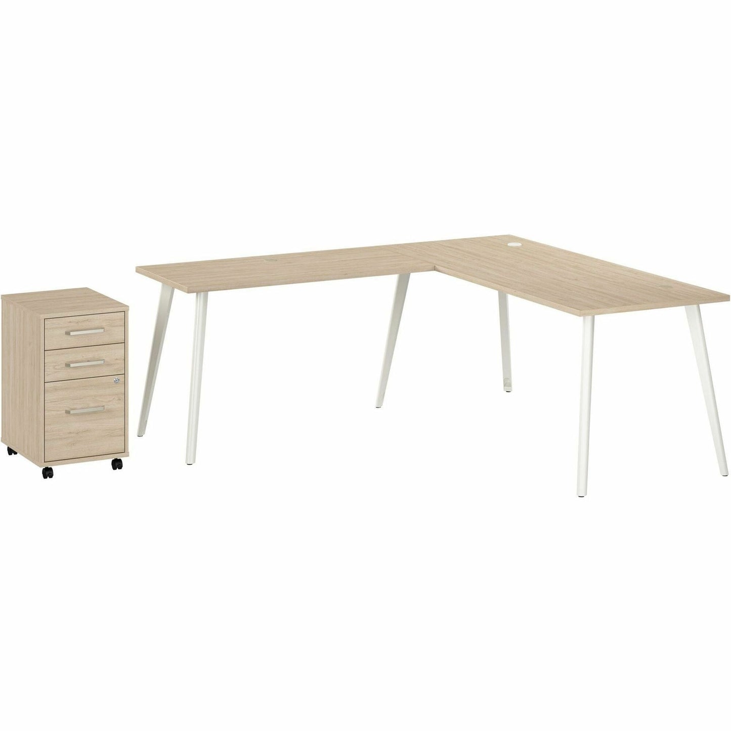 Bush Furniture Vista 72"W L - Shaped Desk with Return & Mobile File Cabinet (VST007X) - SchoolOutlet