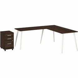 Bush Furniture Vista 72"W L-Shaped Desk with Return & Mobile File Cabinet (VST007X)
