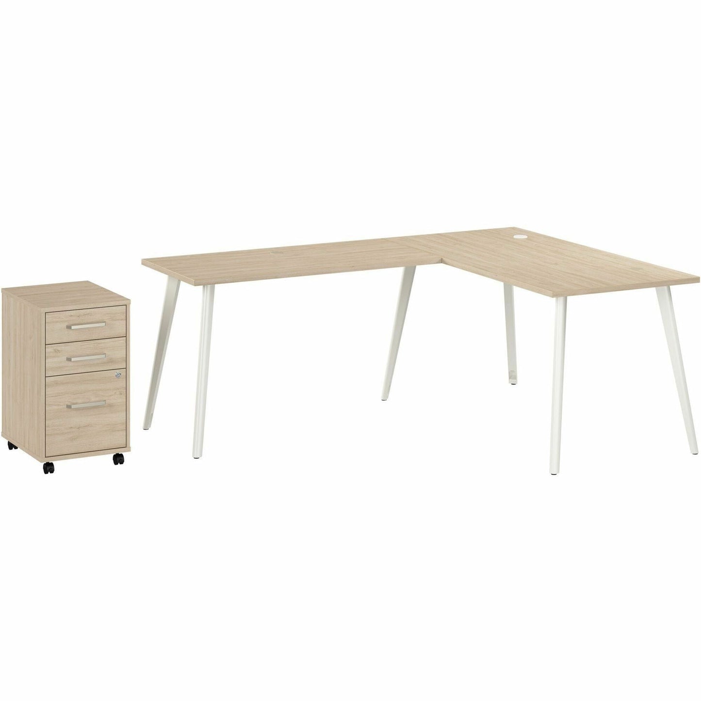 Bush Furniture Vista 60"W L - Shaped Desk with Return & Mobile File Cabinet (VST008X) - SchoolOutlet