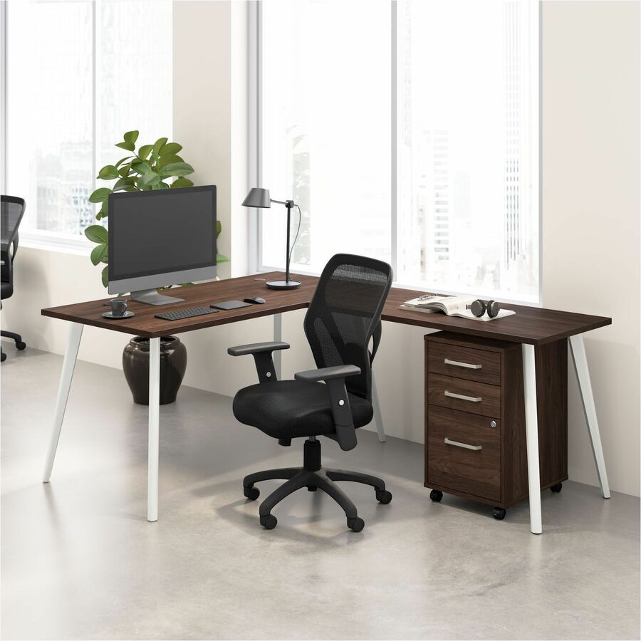 Bush Furniture Vista 60"W L - Shaped Desk with Return & Mobile File Cabinet (VST008X) - SchoolOutlet